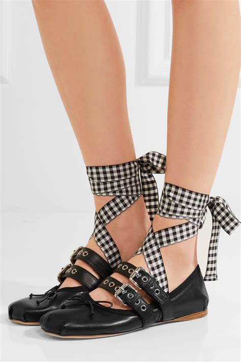 miu miu lace up leather ballet flats|ballet flats price tag.